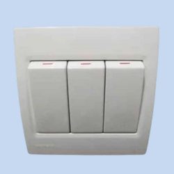 10A 1 Way 22.5 mm 3 Gang Switch with Indicator with Cover Plate-P